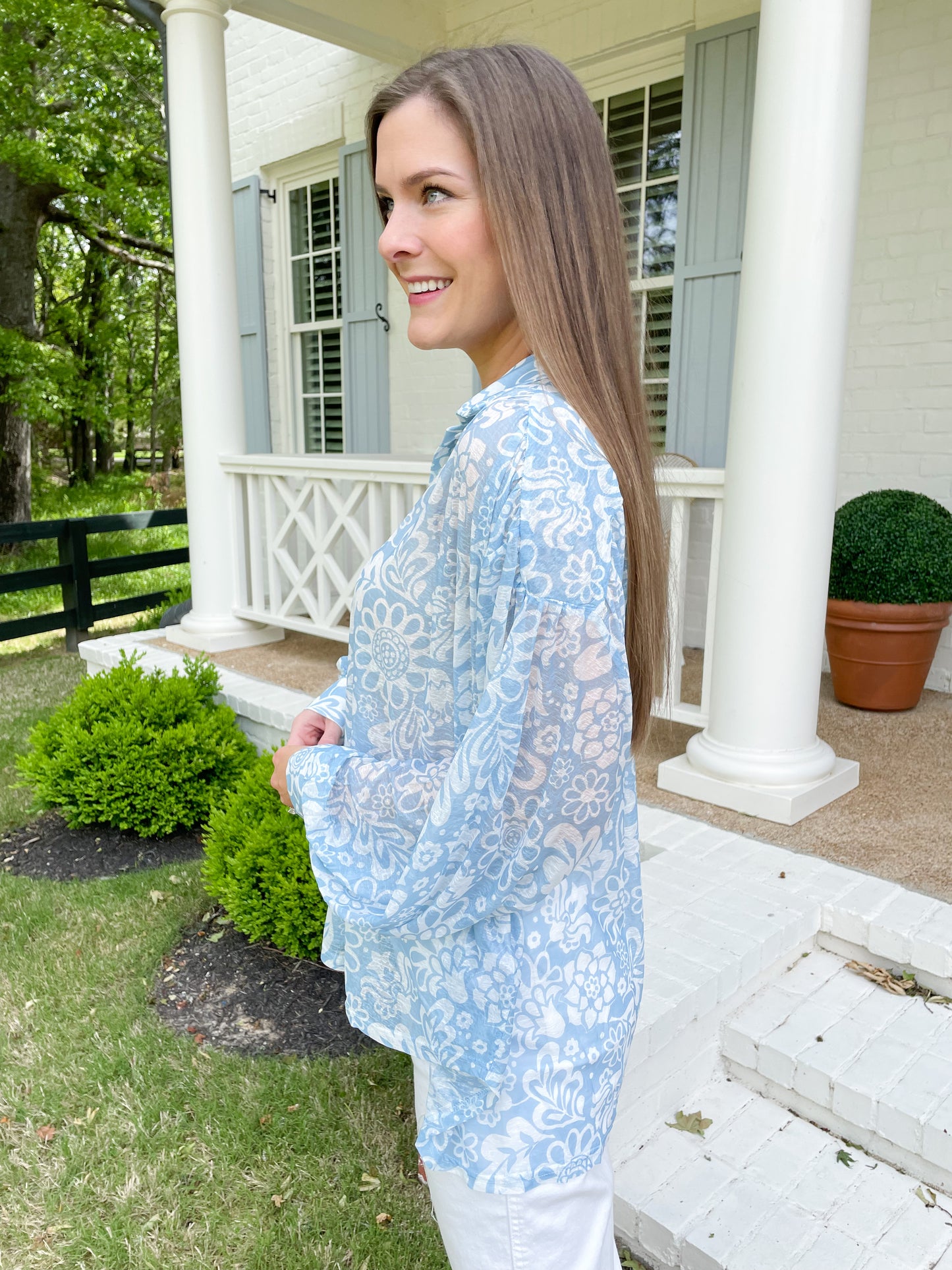 Blue Hawaii Button Down Blouse