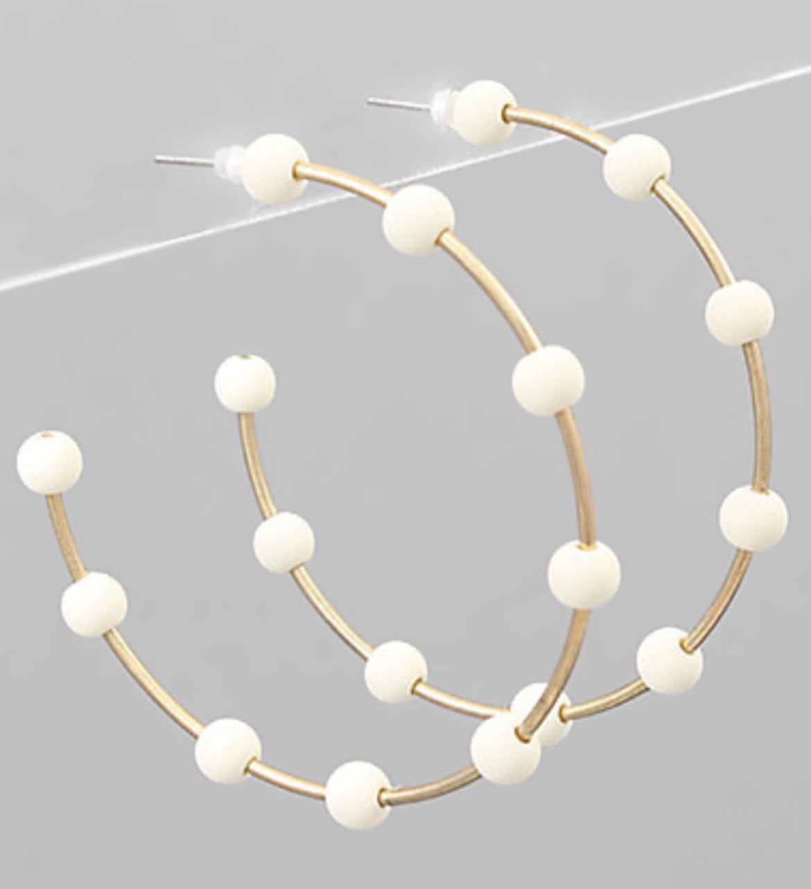 Ball Bead Hoop White